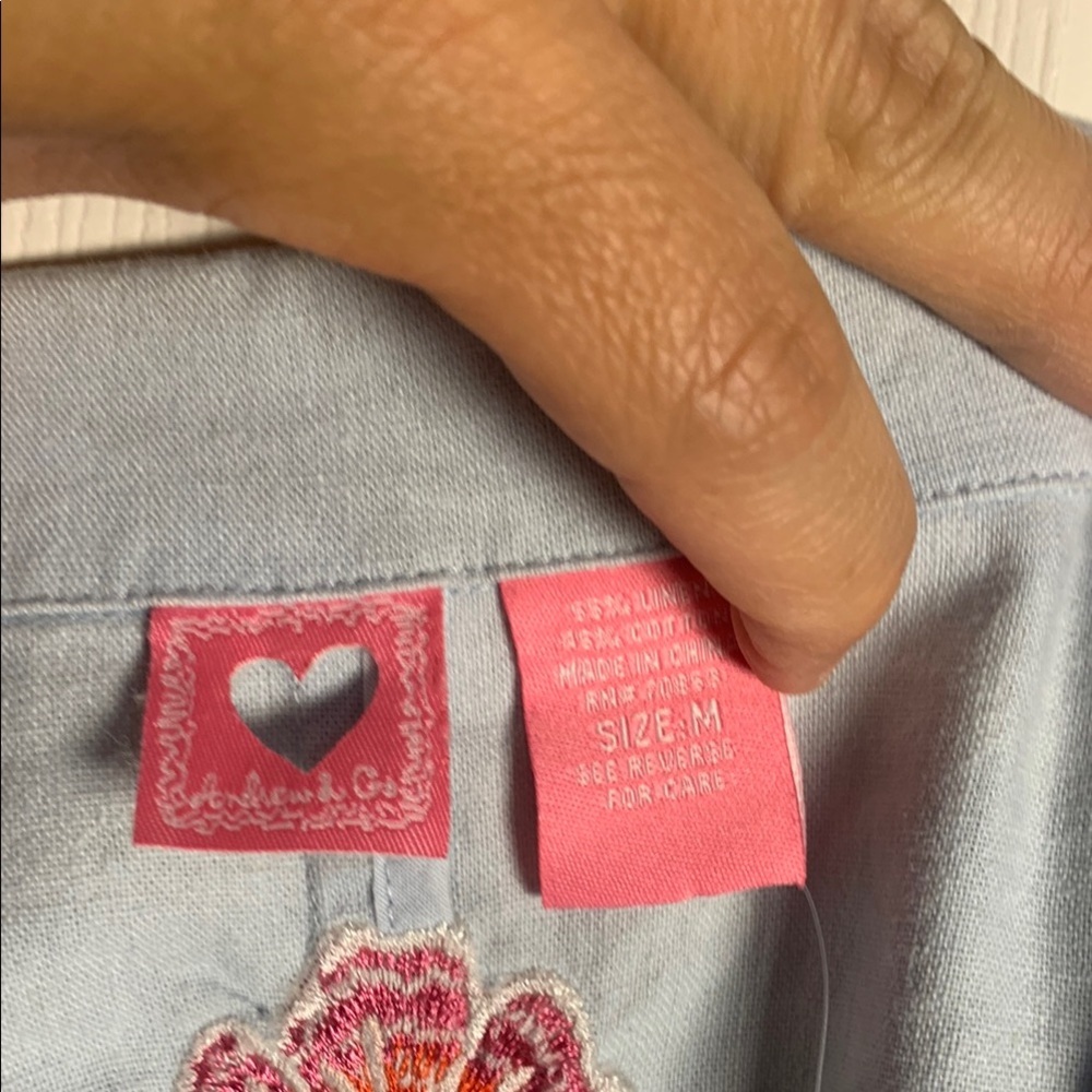 Embroidered Light Blue Women's Jacket - Picture 4 of 10